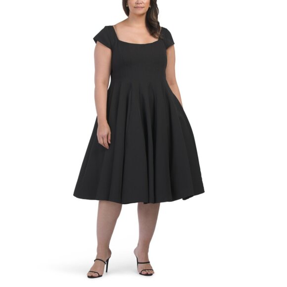 MAC DUGGAL Black Plus Multi-seam Full Skirt Dress